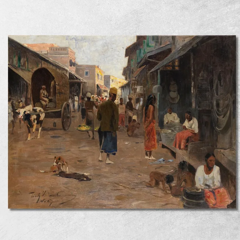 Scena Di Strada Af Cylon Si Lnka Wilhelm Kuhnert quadro stampa su tela