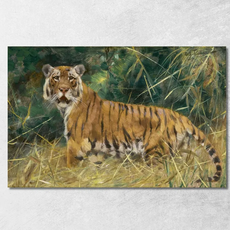 Tigre In Allerta Wilhelm Kuhnert quadro stampa su tela