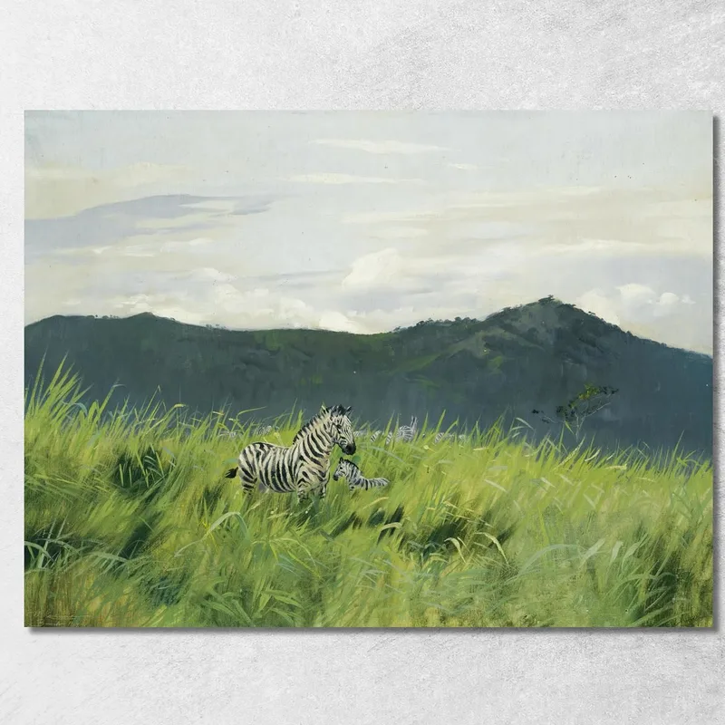 Zebra Nella Steppa Wilhelm Kuhnert quadro stampa su tela