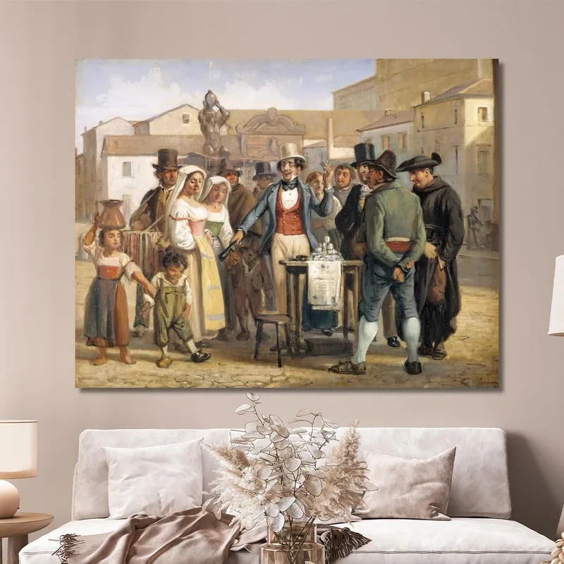 Un Charlatán Vendiendo Betún En La Piazza Barberini En Roma Wilhelm Marstrand