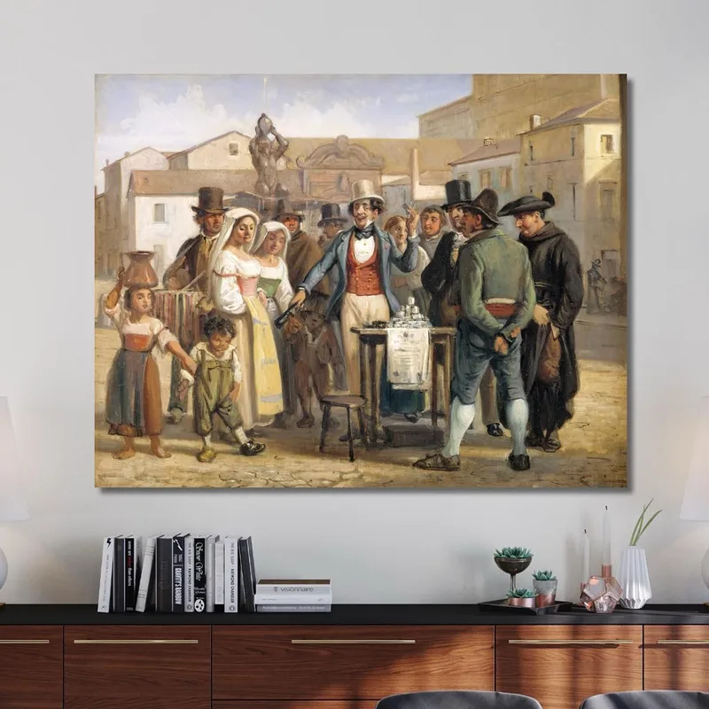 Un Charlatán Vendiendo Betún En La Piazza Barberini En Roma Wilhelm Marstrand