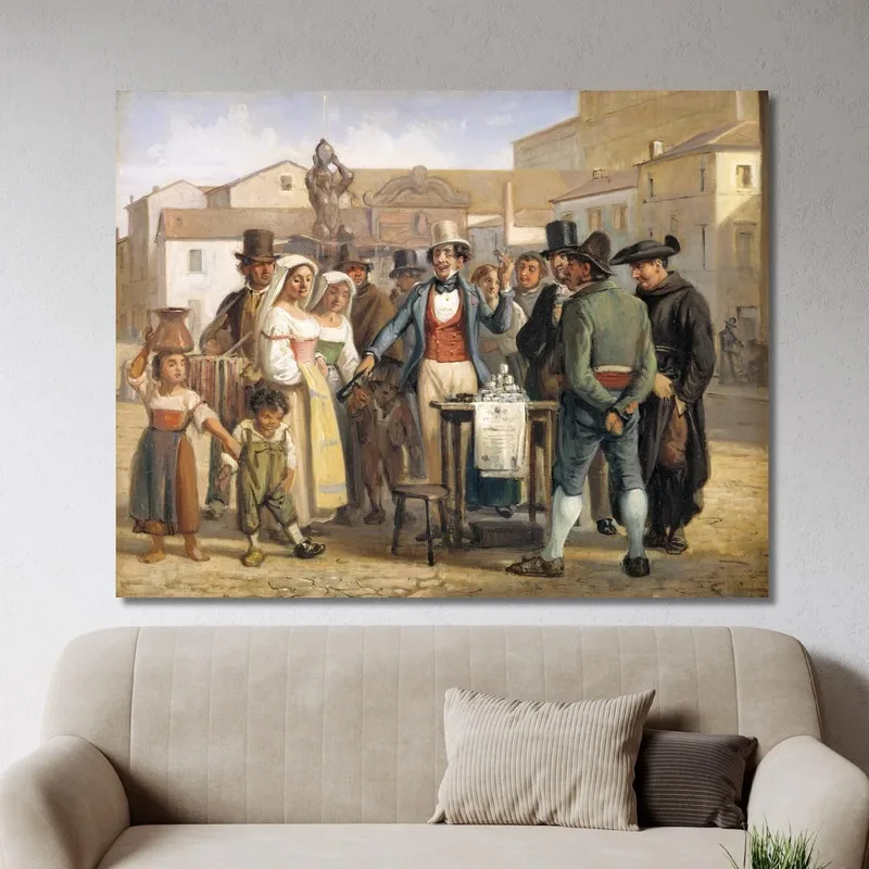 Un Charlatán Vendiendo Betún En La Piazza Barberini En Roma Wilhelm Marstrand