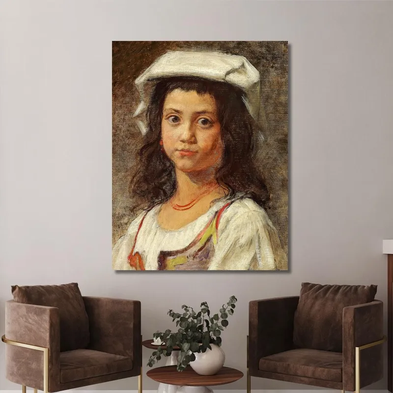 Une Jeune Italienne Avec Un Couvre-Chef Blanc Wilhelm Marstrand