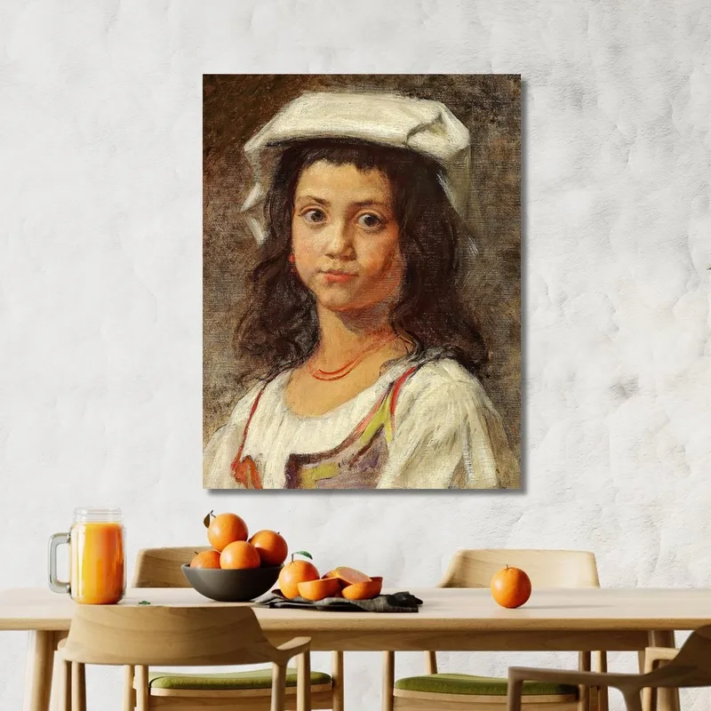 Une Jeune Italienne Avec Un Couvre-Chef Blanc Wilhelm Marstrand