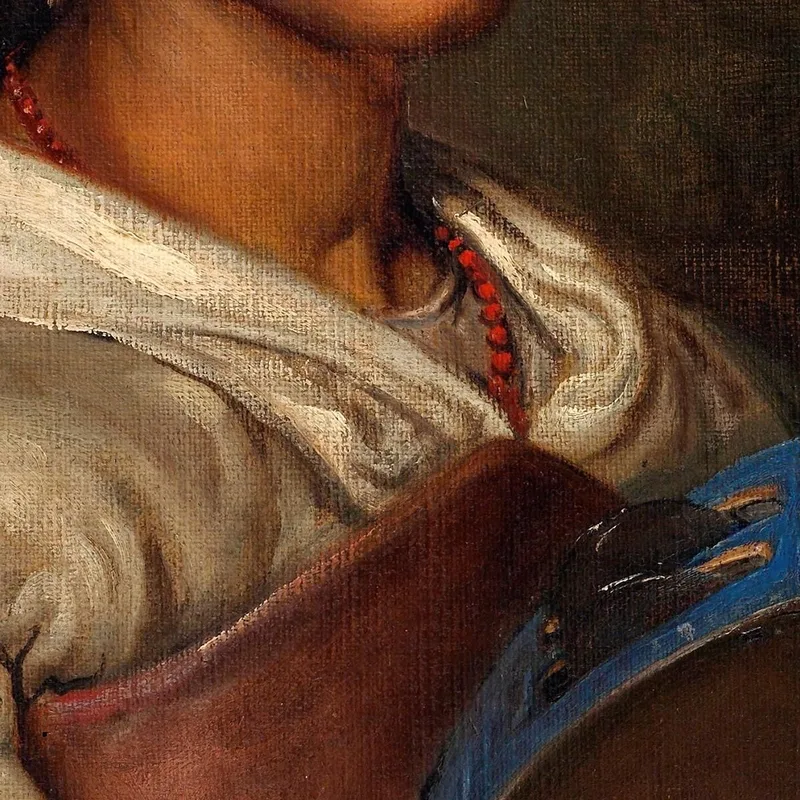 Niña Italiana Con Una Pandereta Azul Wilhelm Marstrand