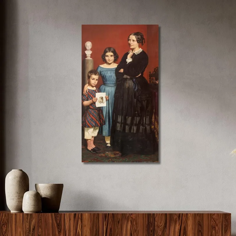 Portrait De Frederikke Vilhelmine Hage Avec Ses Enfants Wilhelm Marstrand