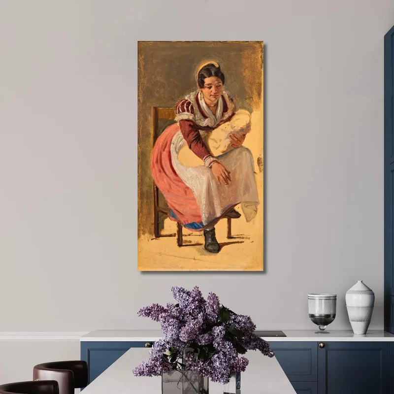 Mujer Romana Con Un Niño. Estudio Para "La Fiesta De San Antonio En Roma" Wilhelm Marstrand