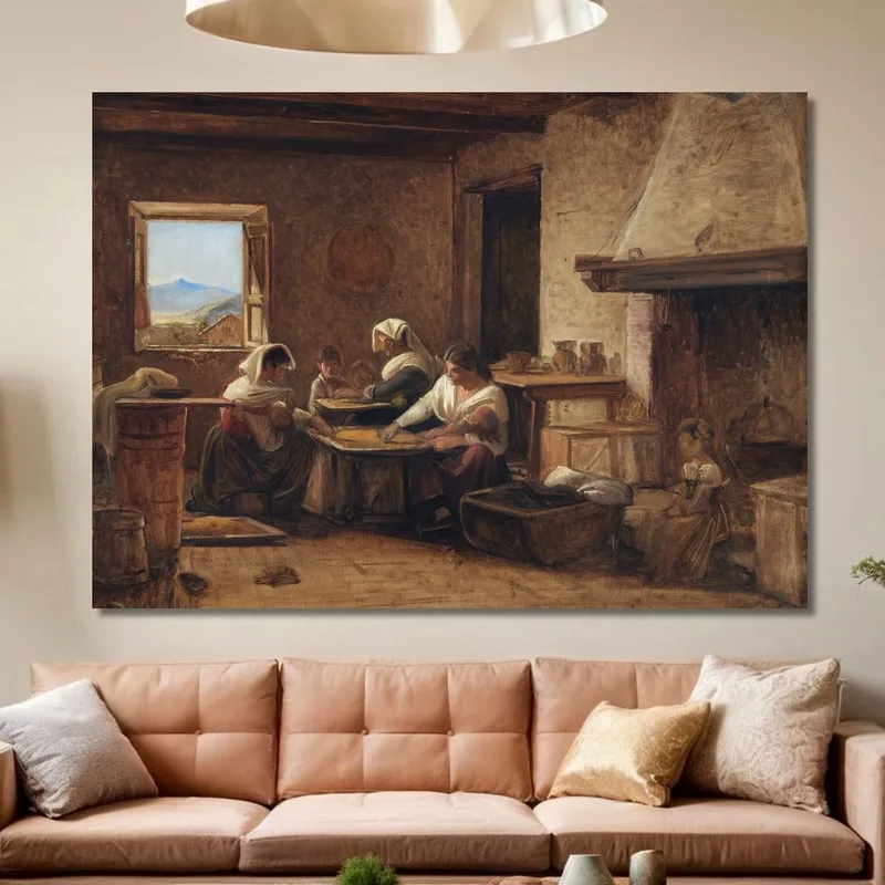 Donne Al Lavoro Nella Cucina Di Una Fattoria Vicino A Olevano, Italia Wilhelm Marstrand