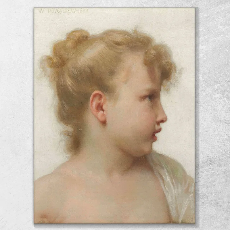 Head Study Of Little Girl Face In Profile William Bouguereau