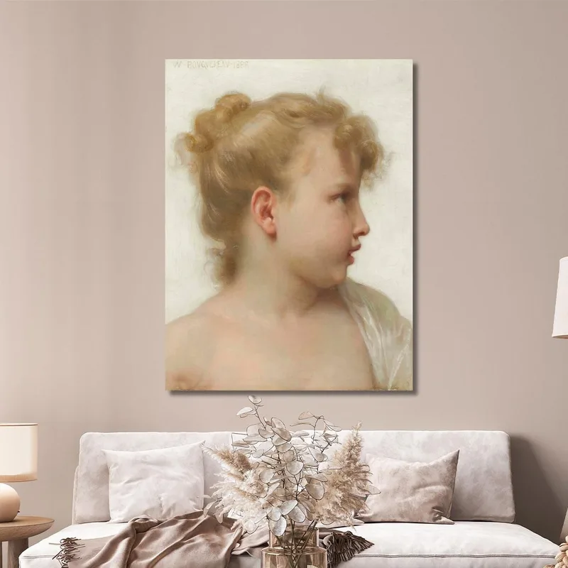 Head Study Of Little Girl Face In Profile William Bouguereau