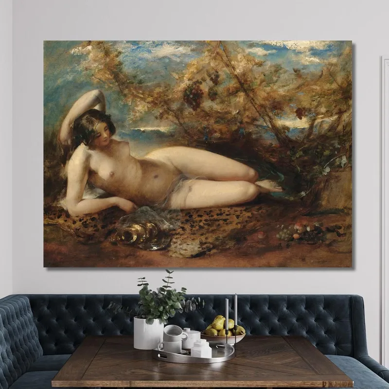Eine Junge Frau Liegt Auf Einem Pelzteppich William Etty