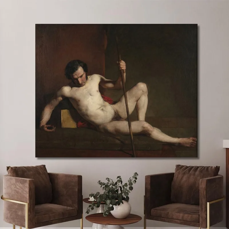 Männlicher Akt Auf Stab Gestützt William Etty