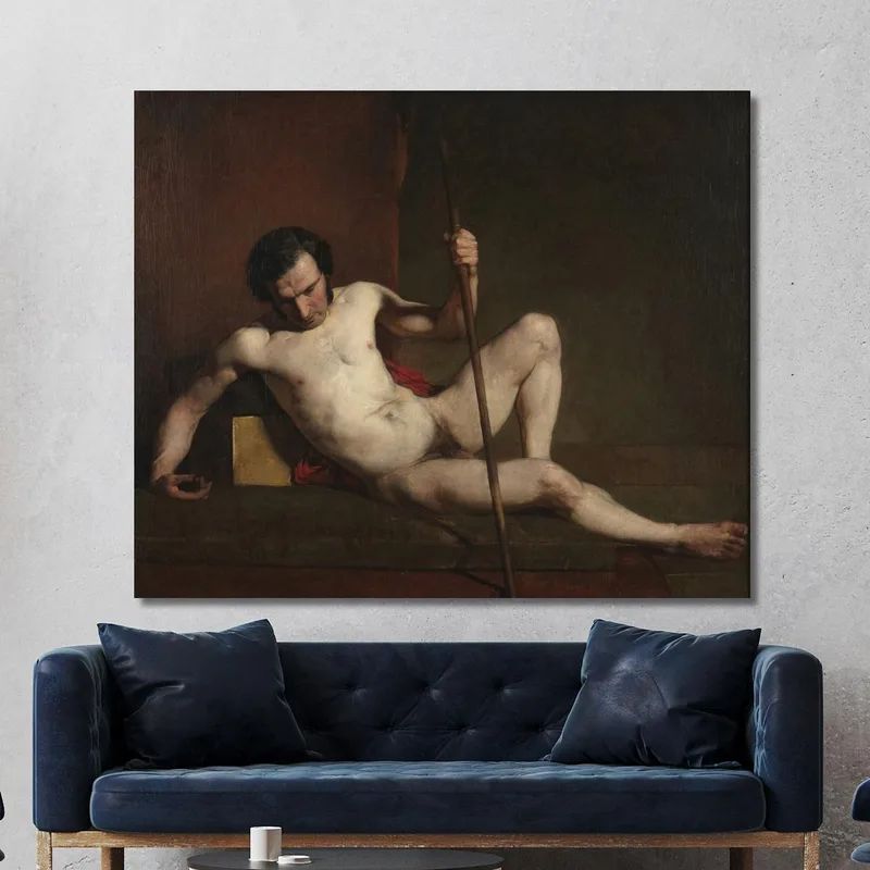 Männlicher Akt Auf Stab Gestützt William Etty