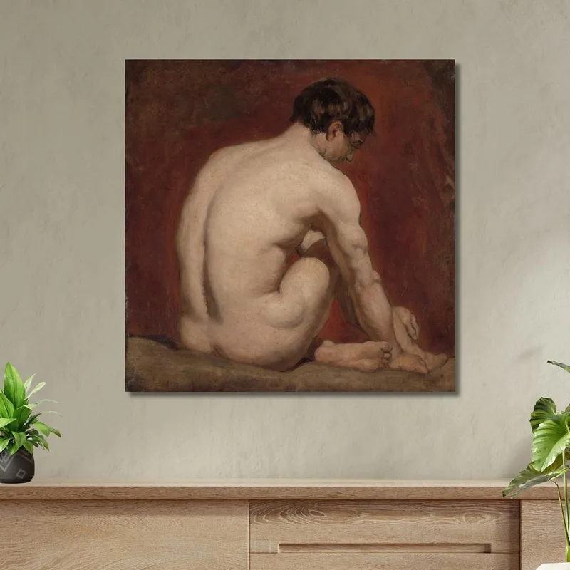 Desnudo Masculino Arrodillado De Espaldas William Etty