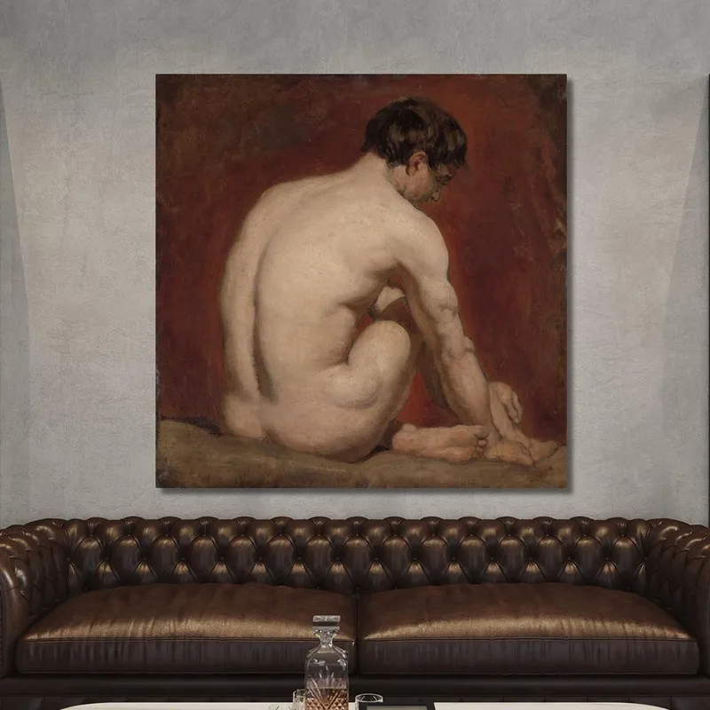 Desnudo Masculino Arrodillado De Espaldas William Etty