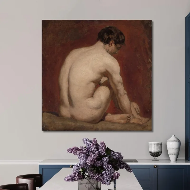 Desnudo Masculino Arrodillado De Espaldas William Etty