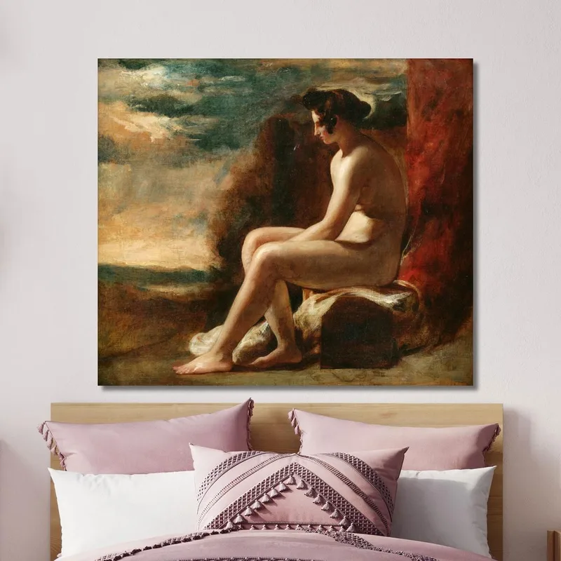 Sitzender Akt In Einer Landschaft William Etty
