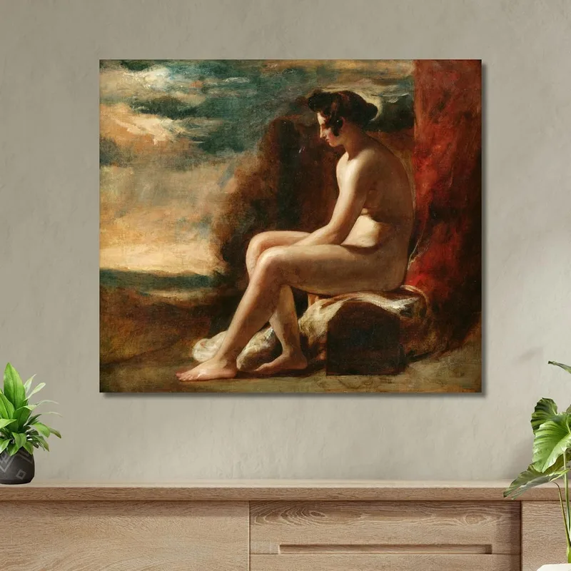 Sitzender Akt In Einer Landschaft William Etty