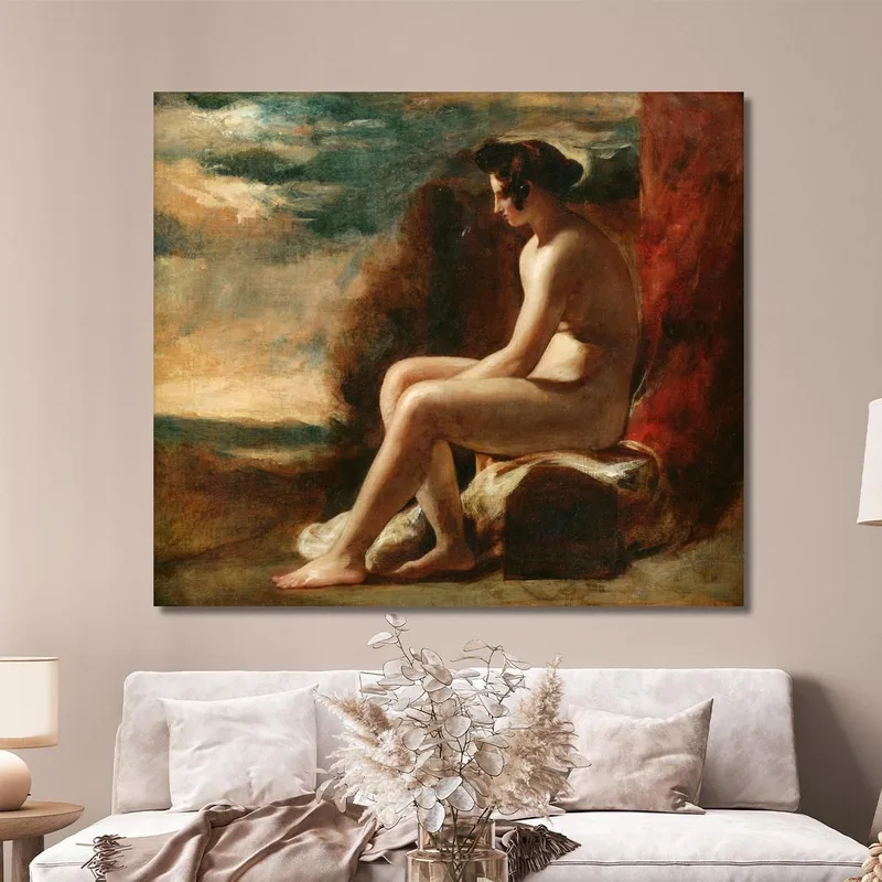 Sitzender Akt In Einer Landschaft William Etty