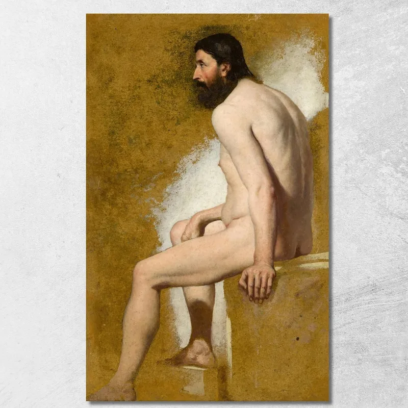 Studio Di Un Nudo Maschile Barbuto William Etty quadro stampa su tela