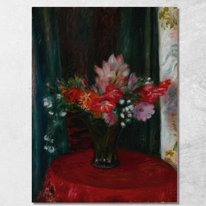 Bouquet Su Tovaglia Rossa William James Glackens quadro stampa su tela