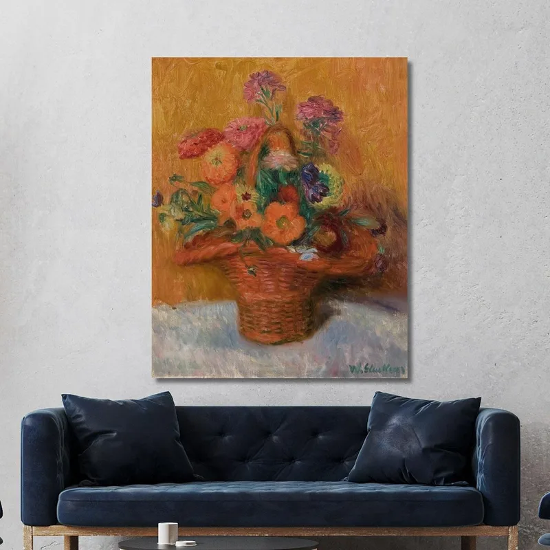 Panier Rouge De Zinnias William James Glackens