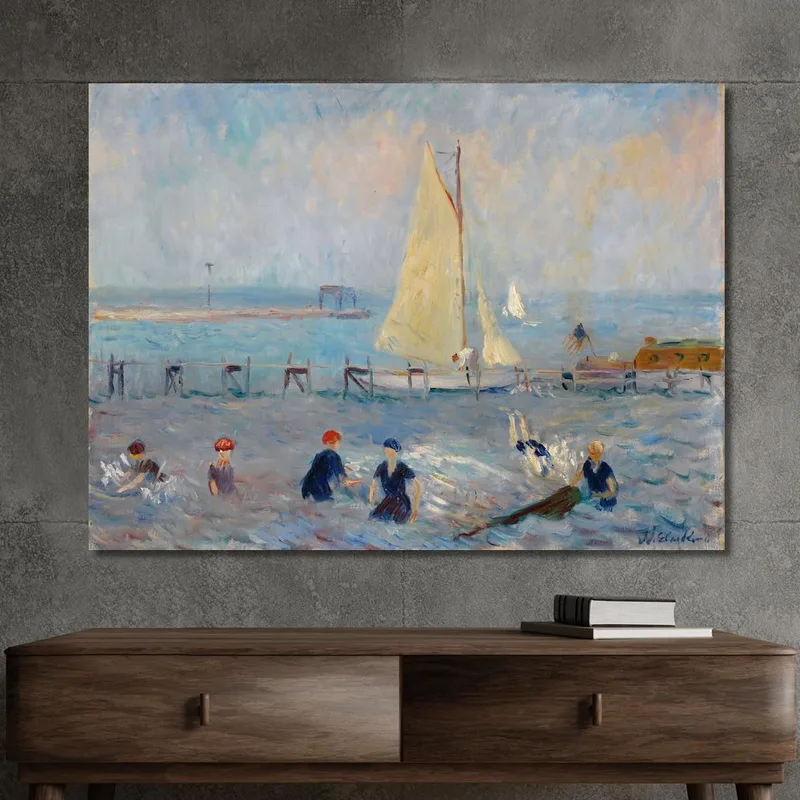 Seascape With Six Bathers Bellport William James Glackens