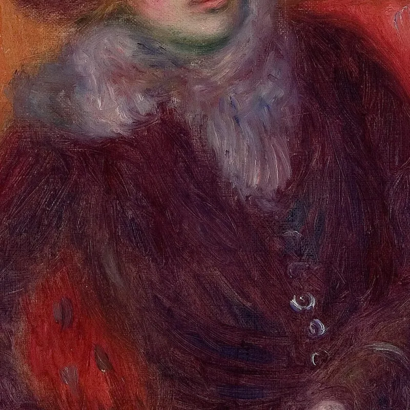 Seated Woman With Fur Neckpiece And Red Background William James Glackens