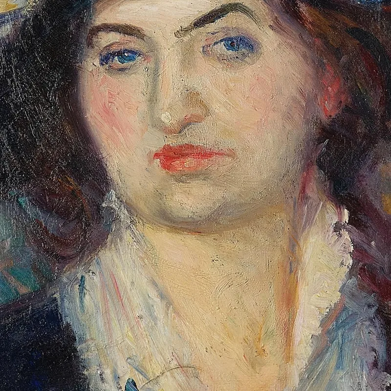 Dame De Boutique / Femme Au Chapeau À Plumes William James Glackens