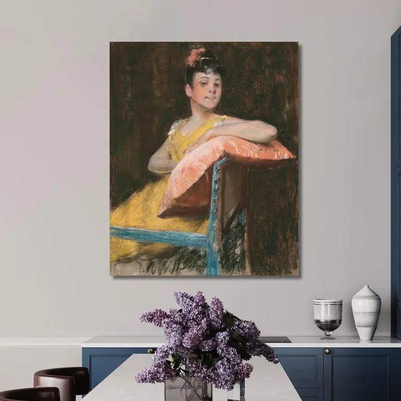 Une Fille En Jaune La Robe Jaune William Merritt Chase