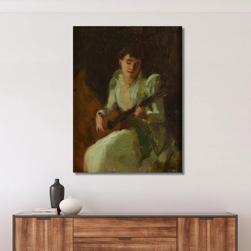 Dame Spielt Gitarre William Merritt Chase