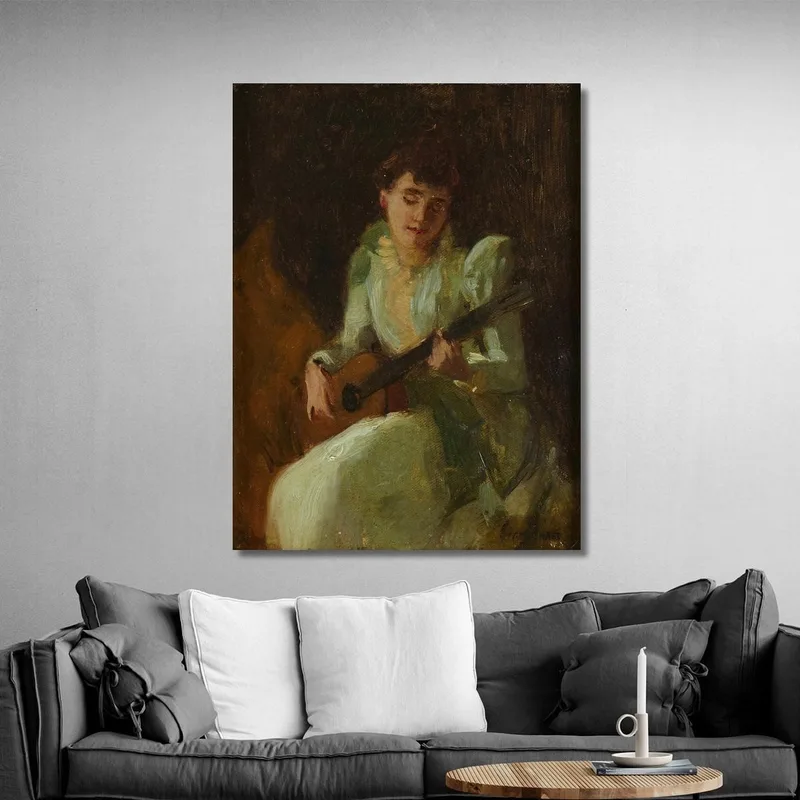 Dame Spielt Gitarre William Merritt Chase