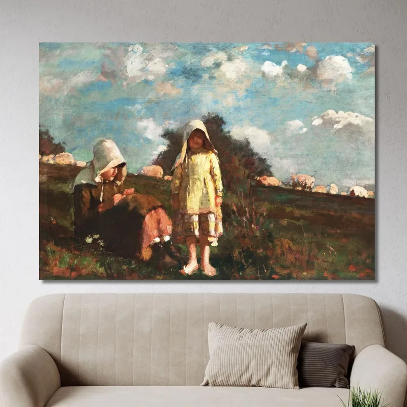 Deux Filles Avec Des Sunbonnets Dans Un Champ Winslow Homer