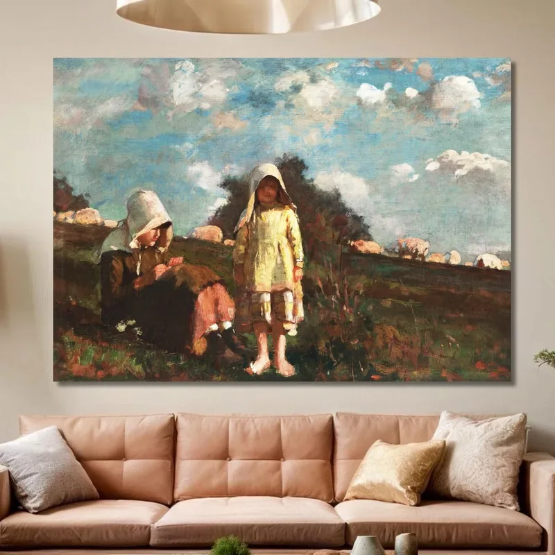 Deux Filles Avec Des Sunbonnets Dans Un Champ Winslow Homer