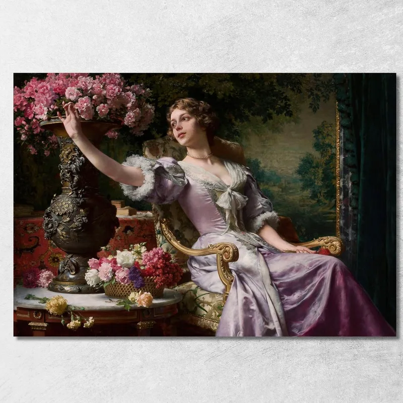Signora In Abito Lilla Con Fiori Władysław Czachórski quadro stampa su tela