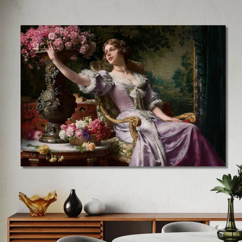 lady in a lilac dress with flowers Władysław Czachórski canvas print Our paintings actually look