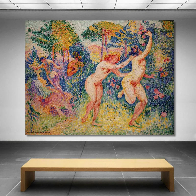 Stampa Giclée Raffigurante Due Ninfe In Corsa Henri Edmond Cross