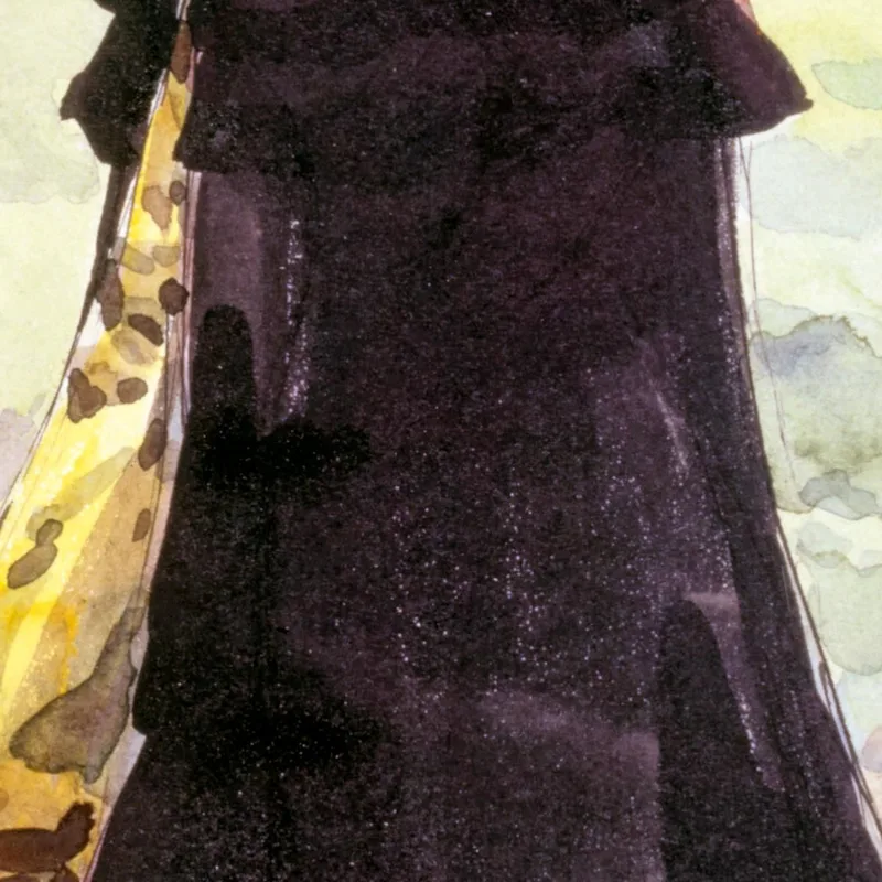 Elegante In Un Mantello Nero In Un Paesaggio Henry Somm