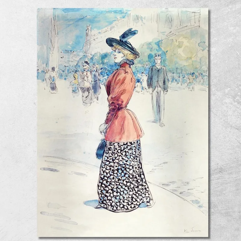 Elegant Auf Einem Boulevard Henry Somm drucken auf leinwand