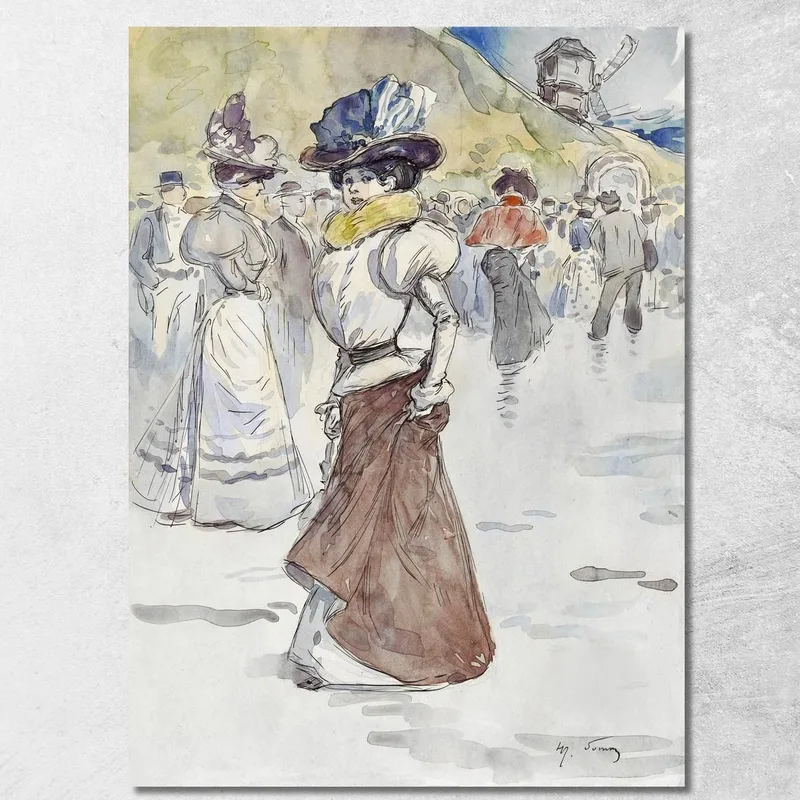 Spaziergänger Vor Der Galette-Mühle, Aktuelles 18. Arrondissement Henry Somm drucken auf leinwand
