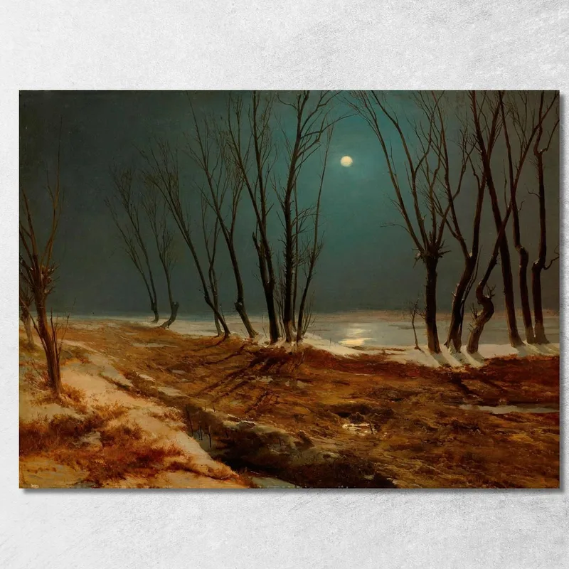 Paisaje De Invierno A La Luz De La Luna Carl Blechen cuadro en lienzo