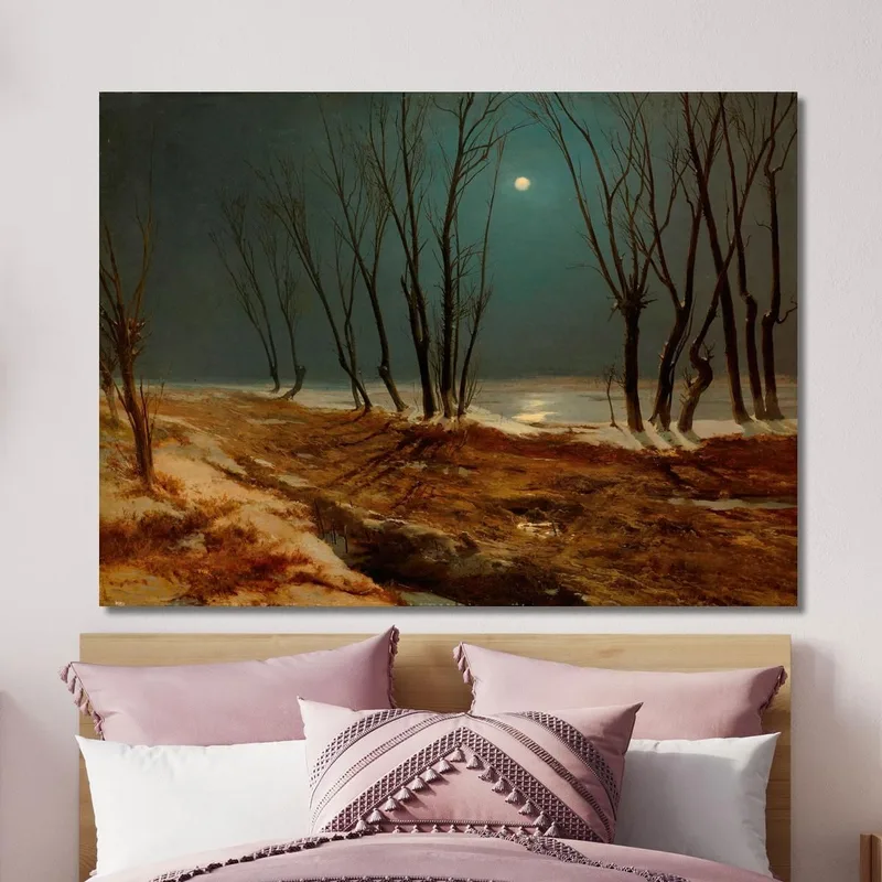 Paisaje De Invierno A La Luz De La Luna Carl Blechen