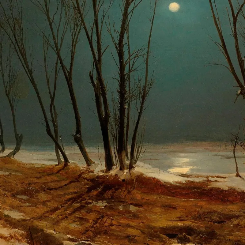 Paisaje De Invierno A La Luz De La Luna Carl Blechen