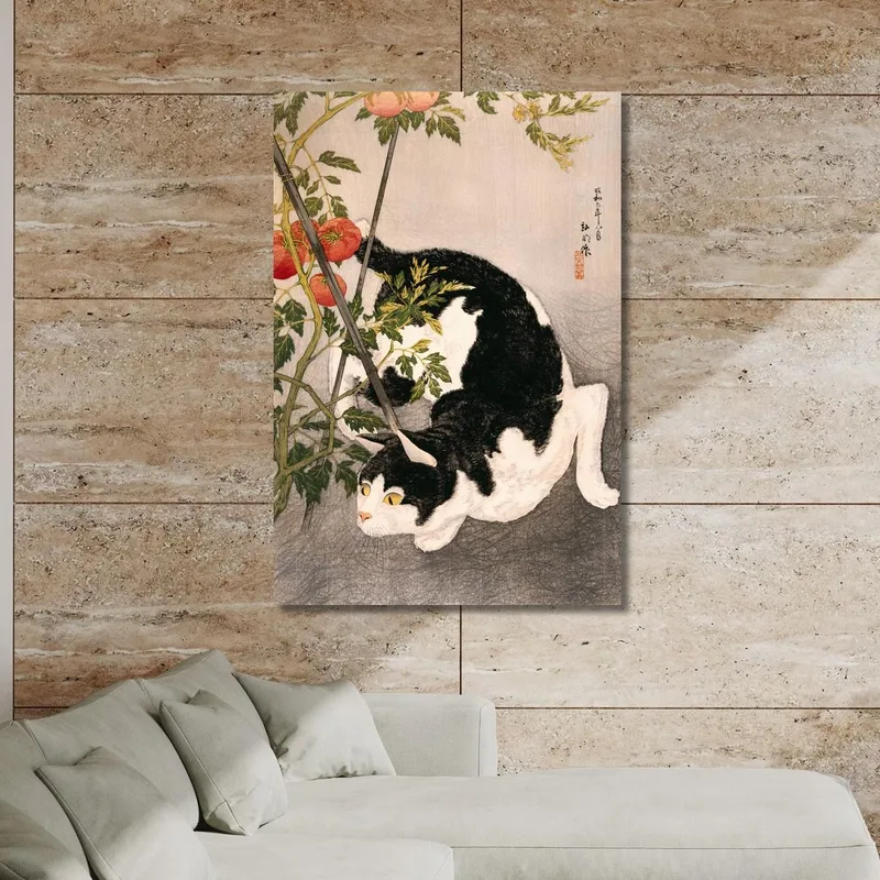 Gato Negro Y Planta De Tomate Hiroaki Takahashi