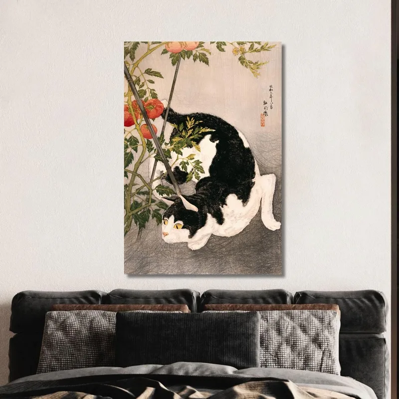 Gato Negro Y Planta De Tomate Hiroaki Takahashi