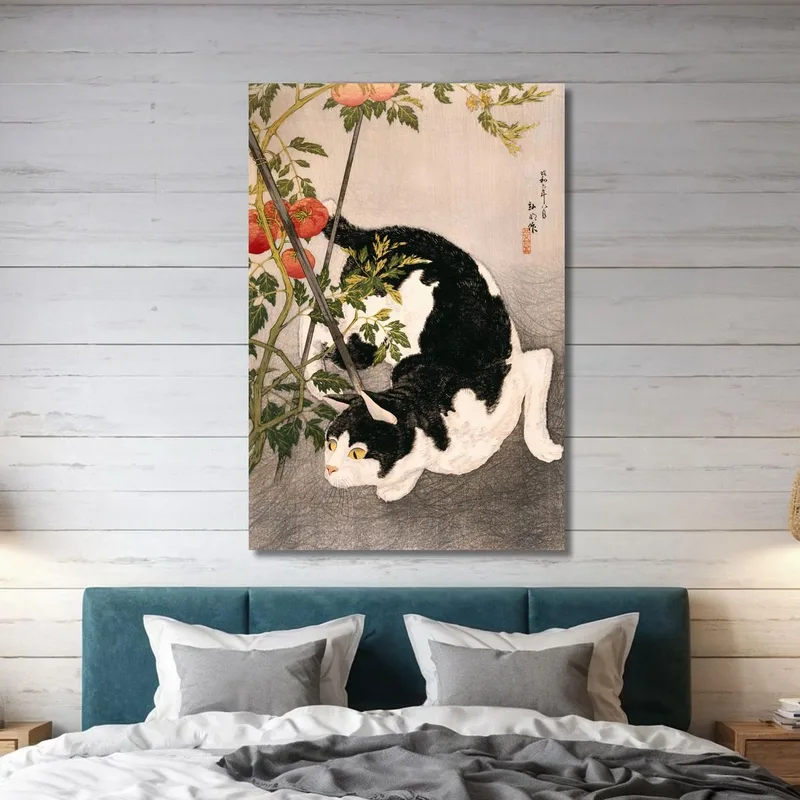 Gato Negro Y Planta De Tomate Hiroaki Takahashi