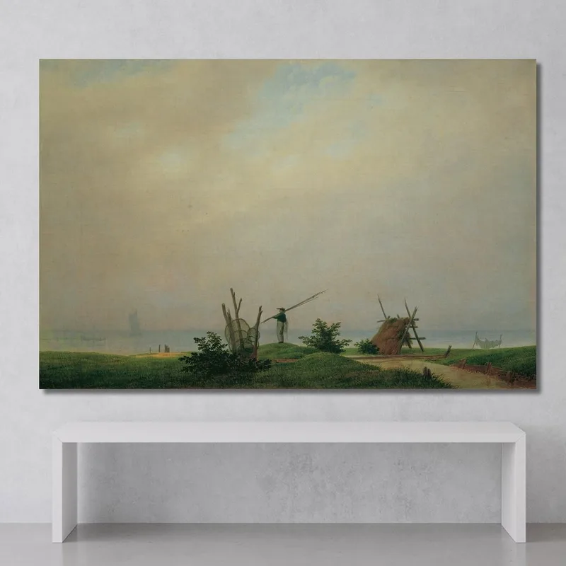Sea Beach With Fisherman 1807 Caspar David Friedrich