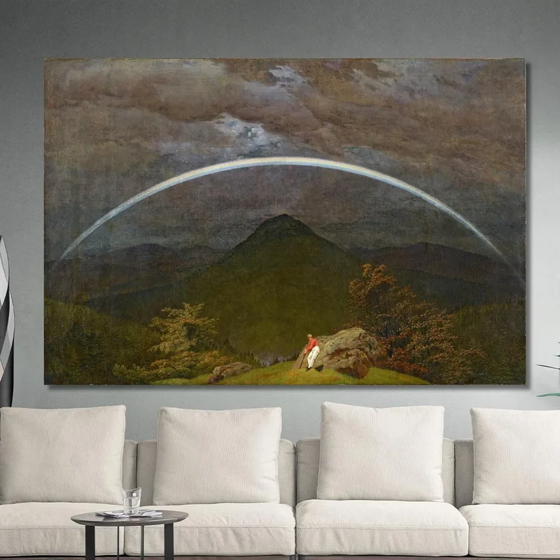 Paysage De Montagne Avec Arc-En-Ciel Vers 1809-1810 Caspar David Friedrich