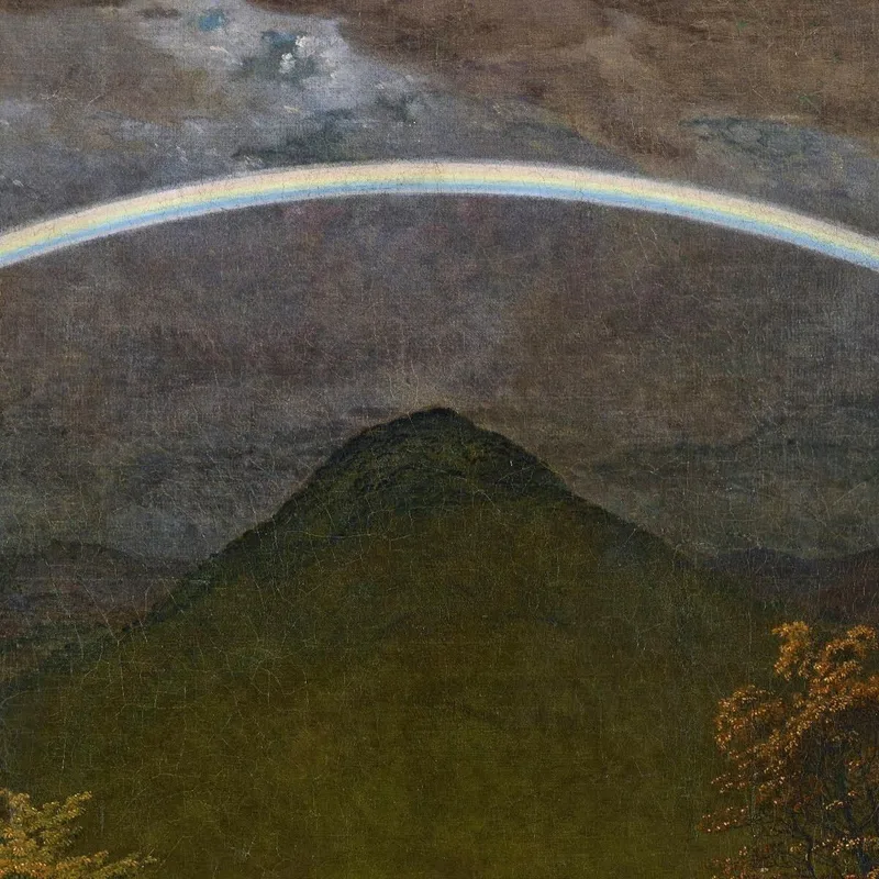 Paysage De Montagne Avec Arc-En-Ciel Vers 1809-1810 Caspar David Friedrich