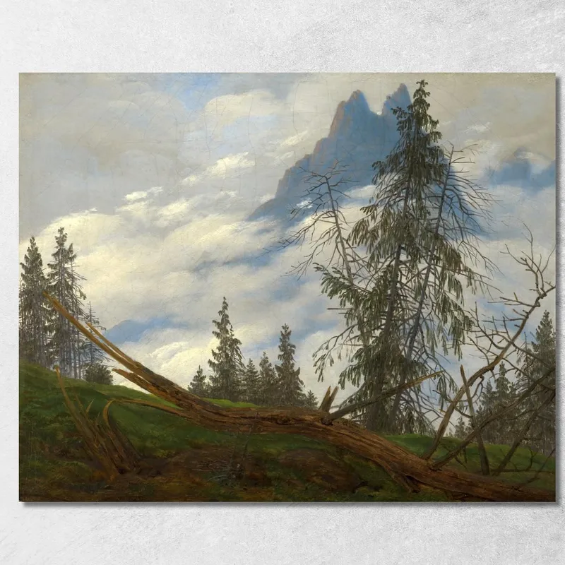 Berggipfel Mit Ziehenden Wolken Caspar David Friedrich drucken auf leinwand